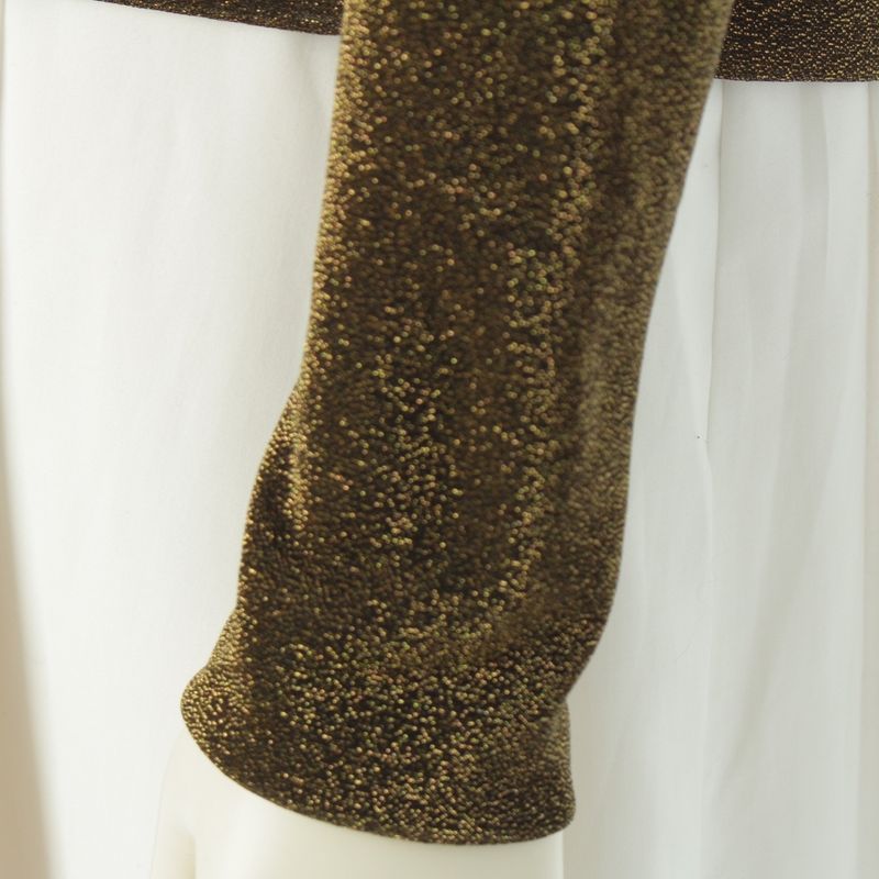 Gucci 2000 Tom Ford Period Lame V-neck Long Sleeves Top Cut And Sewn Gold 42