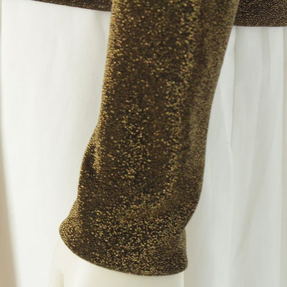 Gucci 2000 Tom Ford Period Lame V-neck Long Sleeves Top Cut And Sewn Gold 42