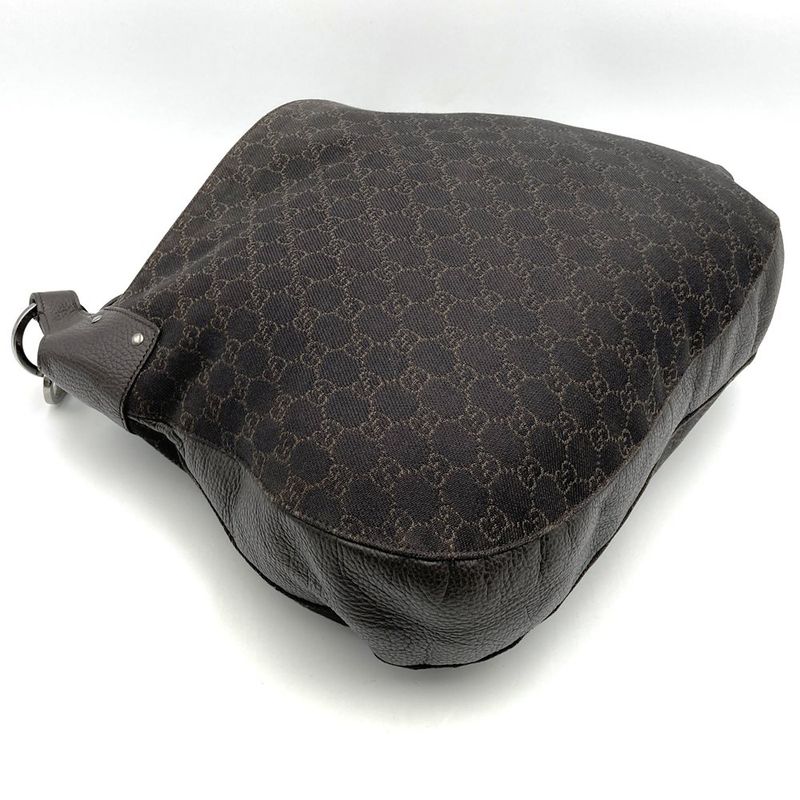 Gucci 179777 Shoulder Bag Brown GG Pattern Denim Women Men Fashion