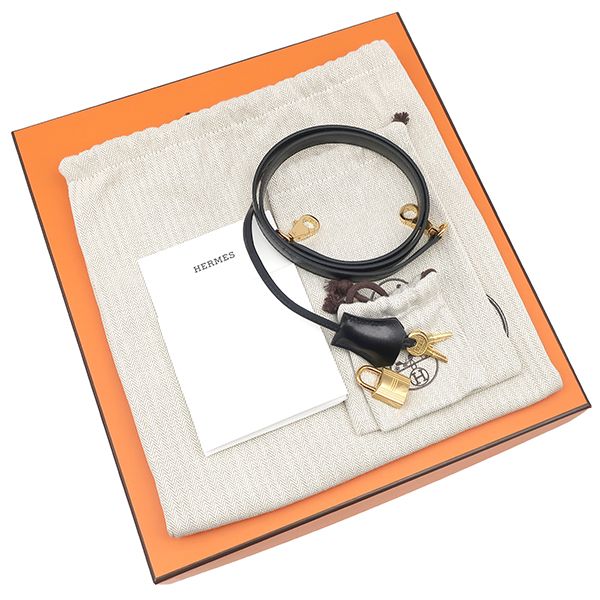 Hermes 2-Way Bag Kelly 28 Outer Stitch Box Calf Black Gold Hardware Black