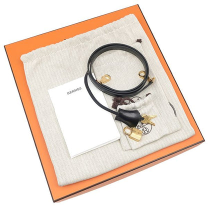 Hermes 2-Way Bag Kelly 28 Outer Stitch Box Calf Black Gold Hardware Black