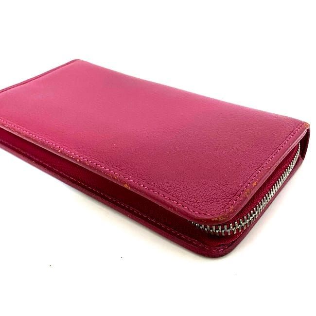Loewe Round Zipper Long Wallet Shocking Pink Amazona