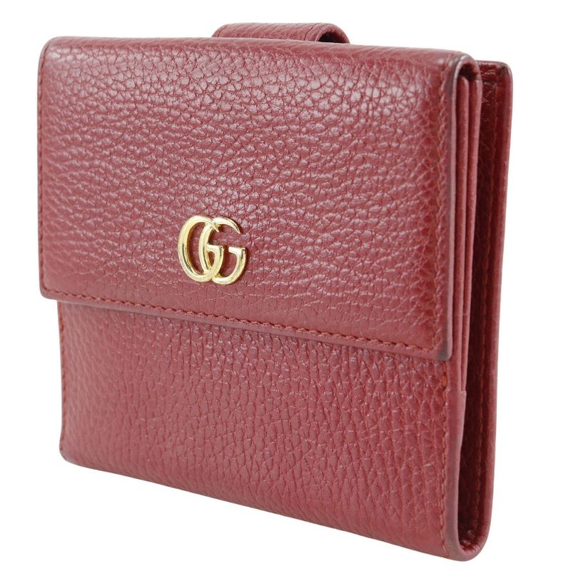 Gucci GG Marmont 456122 Leather Red Ladies Fold Wallet