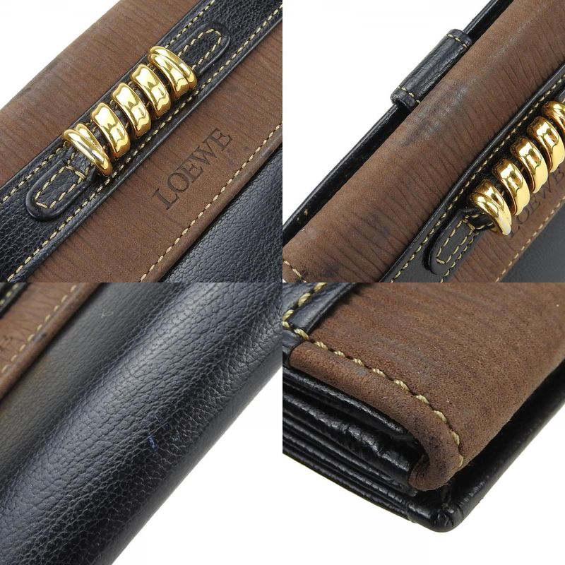 Loewe Bifold Wallet Velasquez Leather Black Brown Gold Hardware Everyday Use