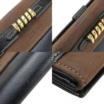Loewe Bifold Wallet Velasquez Leather Black Brown Gold Hardware Everyday Use