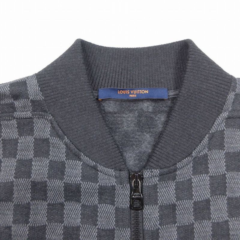 21aw Louis Vuitton Damier Jacquard Sweatshirt Bomber Jacket Blouson Zip Gray S