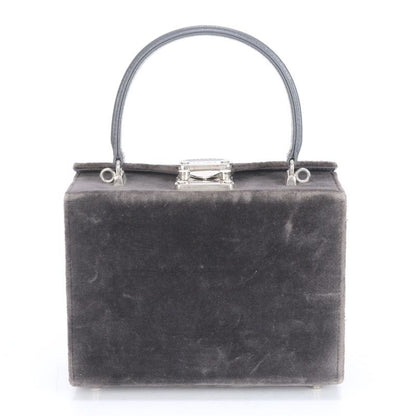 Fendi Leather Vanity Handbag Top Handle Tote Gray Velour Women's MME Ca5-1