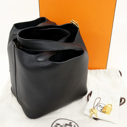 Hermes Handbag Tote Bag Picotin Lock PM Taurillon Cles Mance Black Gold Hardware