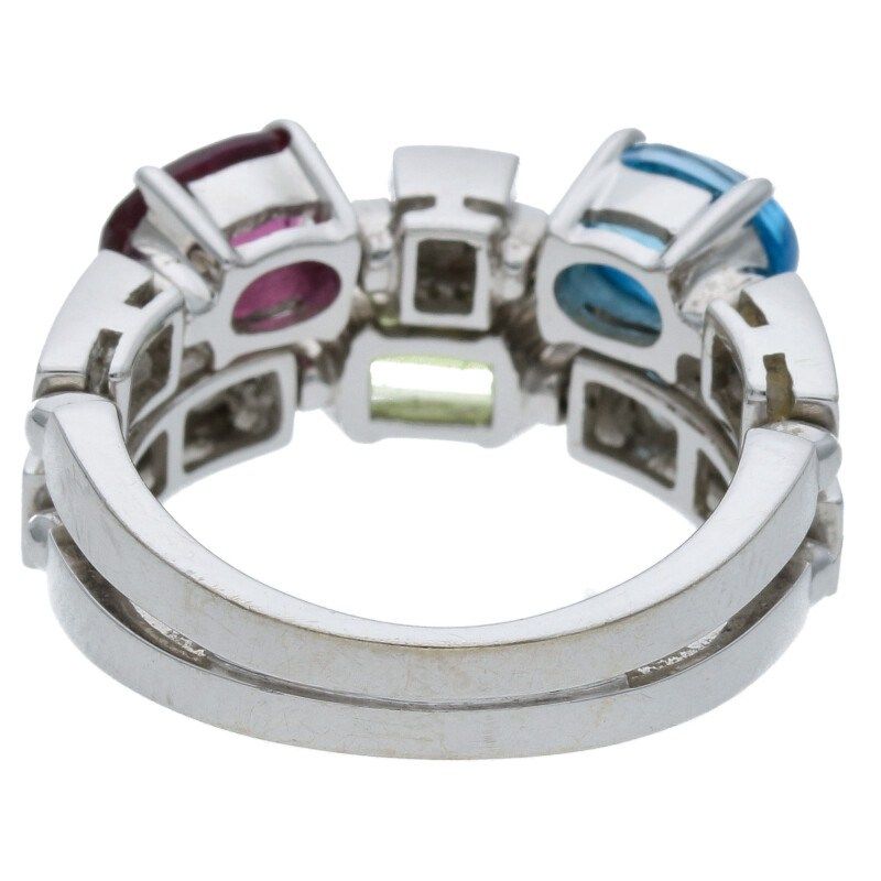 Bulgari Allegra 18K White Goldwhite Gold Multi-stone Ring Ladies Size 11