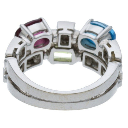 Bulgari Allegra 18K White Goldwhite Gold Multi-stone Ring Ladies Size 11