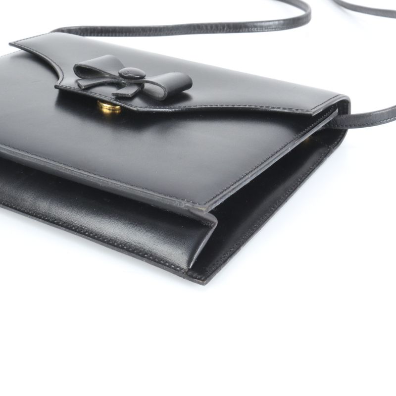 Vintage Christian Dior Ribbon Leather Shoulder Bag Crossbody Genuine Leather