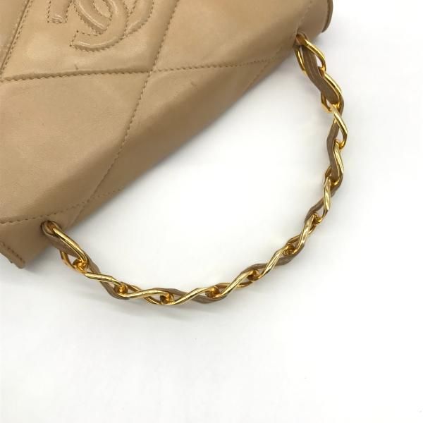 Chanel Quilted Chain Hand Bag Beige