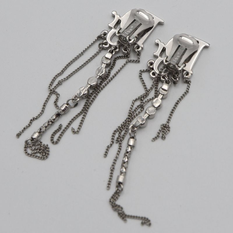 Christian DIOR Earring Dior Logo Rhinestone Accessories With Bag H6928