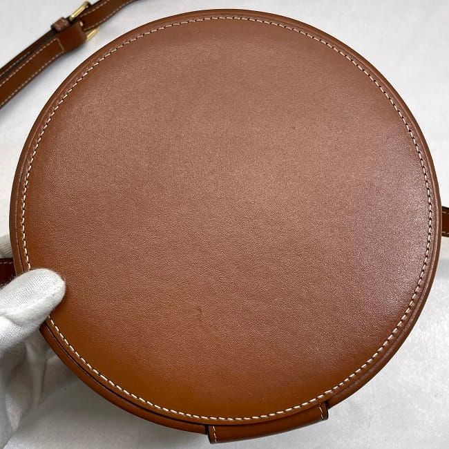 Celine Shoulder Bag Tambour White Brown Triomphe