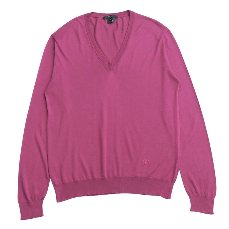 Gucci Knitwear Size XL All Silk GG Logo V-neck Sweater [recommended] 20250717