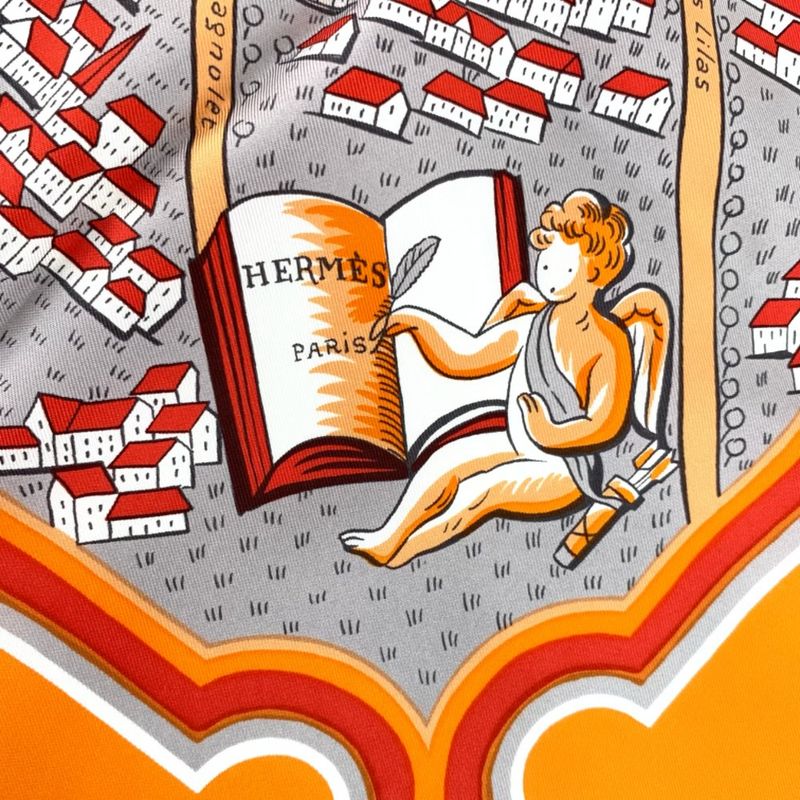 Hermes Scarf Carre 90 LES Amoureux DE Paris Lovers