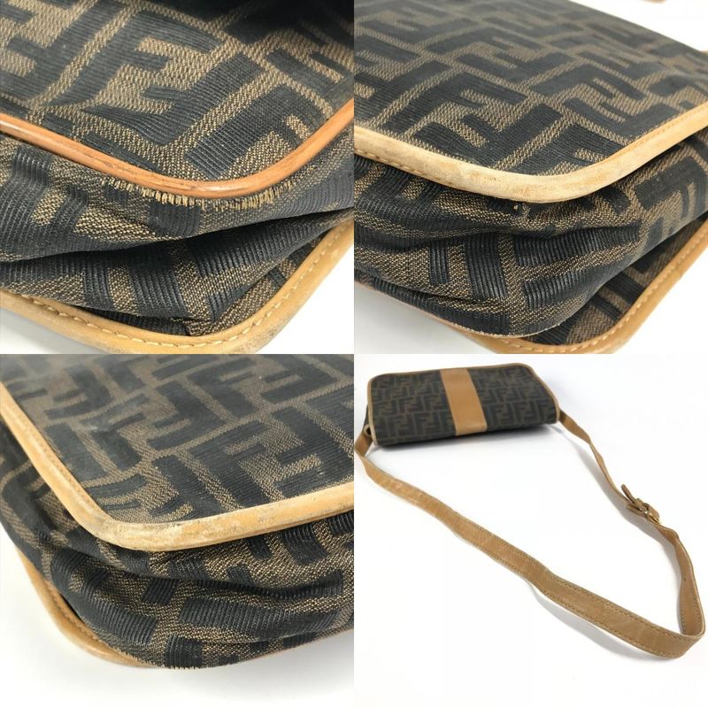 Fendi Shoulder Bag Zucca Logo Pvc/leather Brown