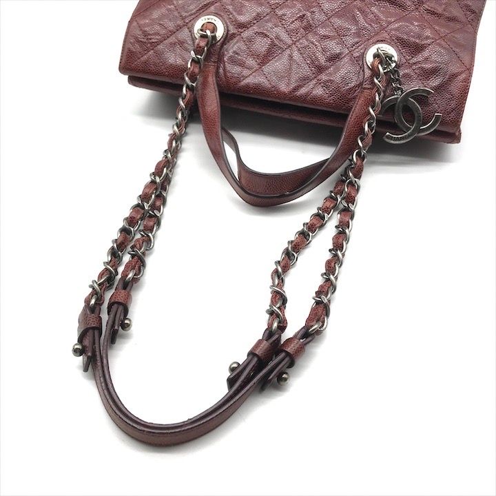Chanel CC Logo Caviar Leather Vintage 2-Way Bag Gold Bag
