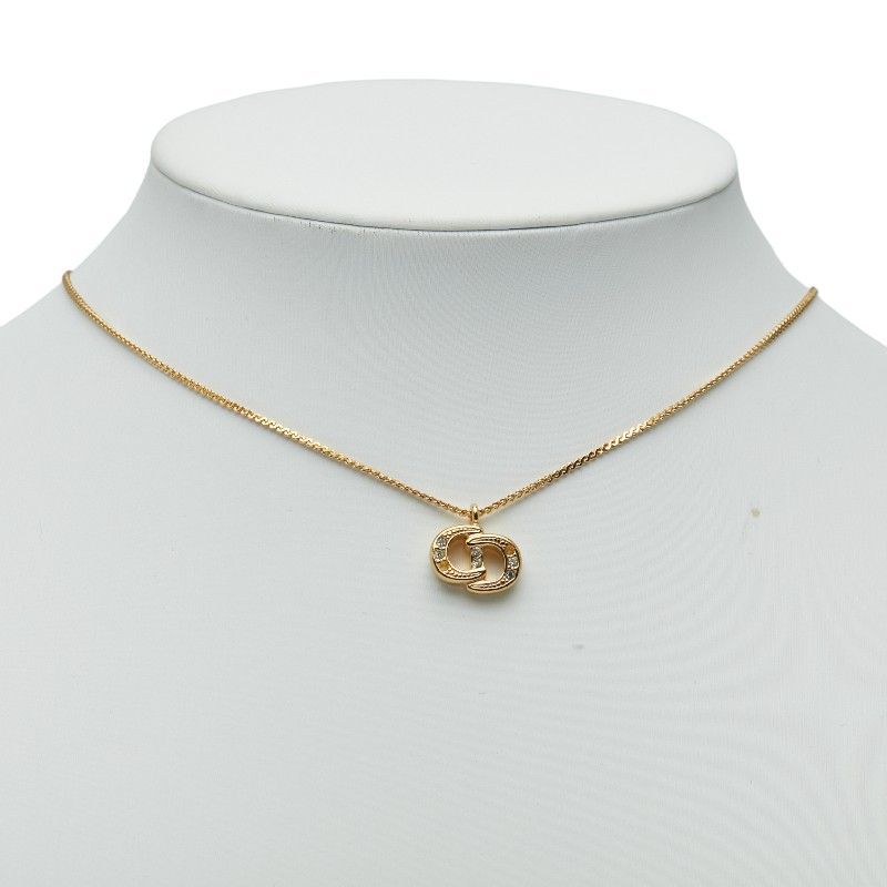 Dior CD Logo Rhinestone Gold Plated Ladies Dior