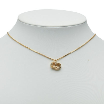 Dior CD Logo Rhinestone Gold Plated Ladies Dior