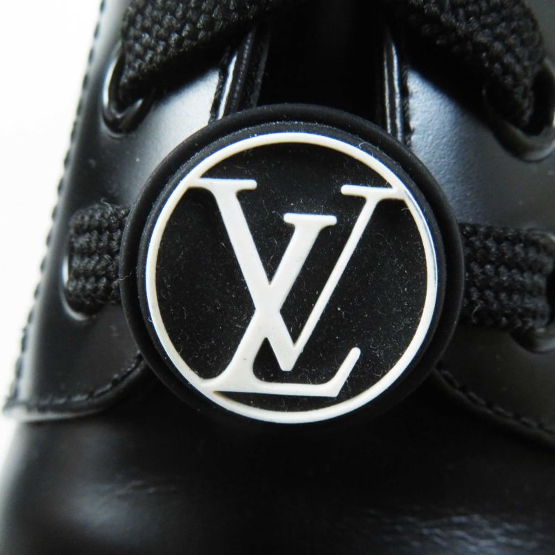 Louis Vuitton 2023 Ruby Line Lace-up Leather Shoes Black 38 With Box And
