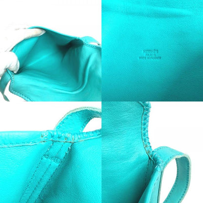 Hermes Shoulder Bag Sac Pompon Leather Turquoise Blue