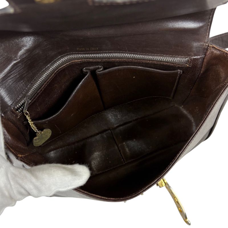 Celine Mini Shoulder Bag Dark Brown Leather Horse Carriage Hardware Horse