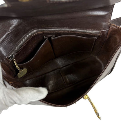 Celine Mini Shoulder Bag Dark Brown Leather Horse Carriage Hardware Horse