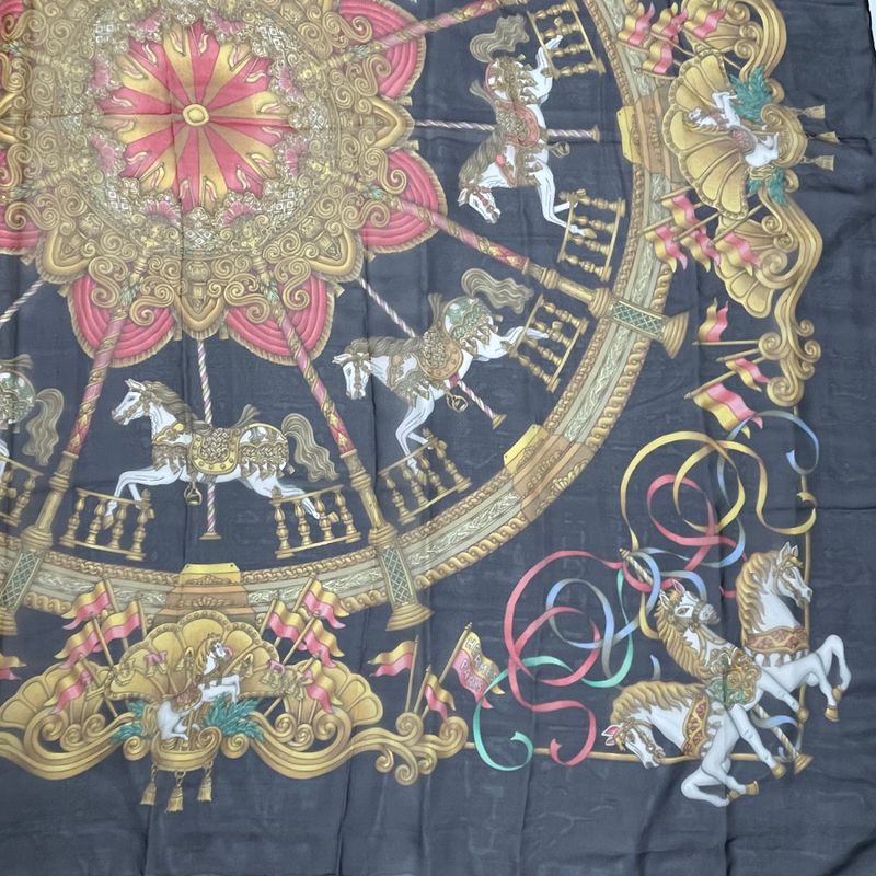 Hermes Carre 140 Large LUNA PARK Amusement Park Scarf Silk Black