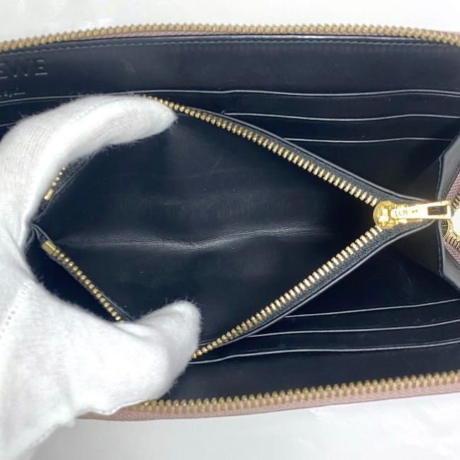 Loewe Round Zipper Long Wallet Ec22964 Beigepink Linen