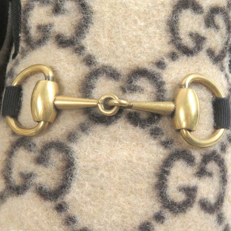 Gucci Mouton GG Logo Allover Horsebit Mouton Lining Slip-on Espadrilles Beige