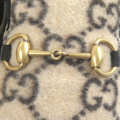 Gucci Mouton GG Logo Allover Horsebit Mouton Lining Slip-on Espadrilles Beige