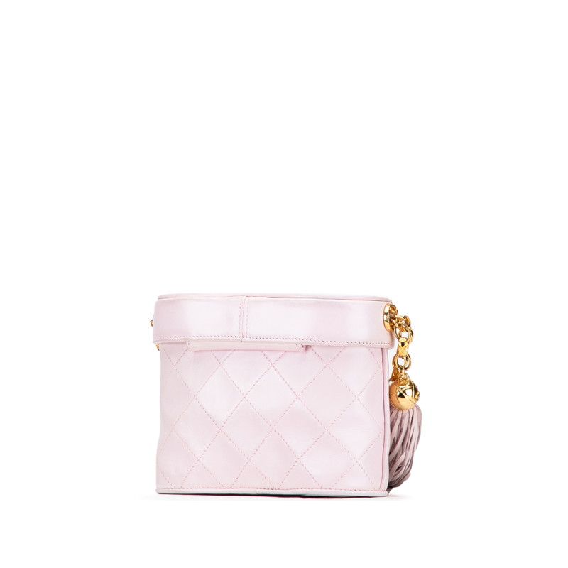 Chanel Matelasse Coco Mark Fringe Chain Shoulder Bag Pink Lambskin Ladies Chanel