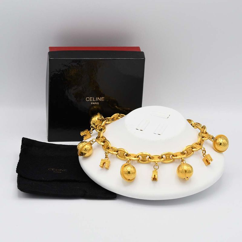 Celine Choker GP Star Ball Triumph Macadam Gold Color Approx 16.99g Necklace