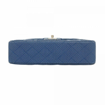 Chanel Shoulder Bag Matelasse Lambskin Blue Silver Hardware Women