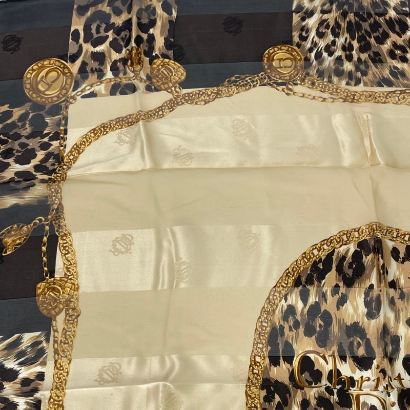 Christian DIOR Large Logo Scarf Silk Blawan
