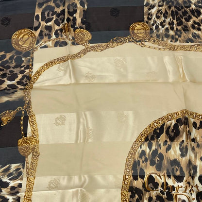 Christian DIOR Large Logo Scarf Silk Blawan