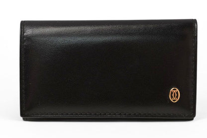 Cartier Key Case Key Holder Cartier Pasha Calf Leather Black Gold Hardware