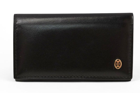 Cartier Key Case Key Holder Cartier Pasha Calf Leather Black Gold Hardware