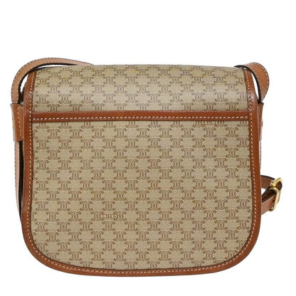 Celine Shoulder Bag Macadam Pattern Beige Leather 30ka807