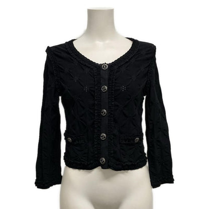 Chanel Cardigan Size 36 S Women - P40395 Black Ruffles/coco Mark Buttons/2011