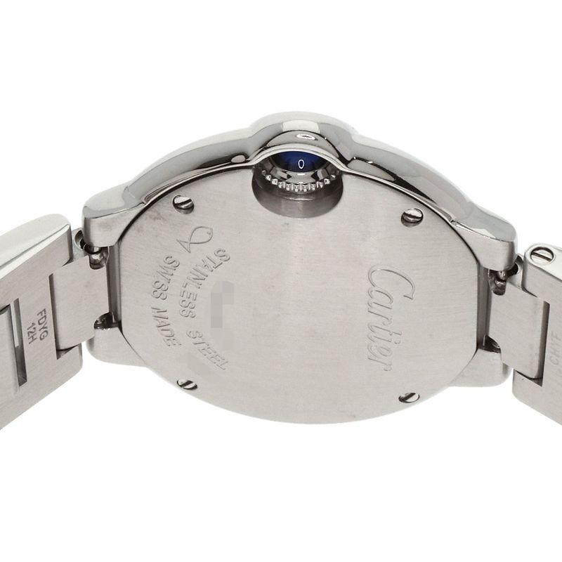 Cartier W4bb0015 Ballon Blue Bezel Diamond Wristwatch SS Ladies