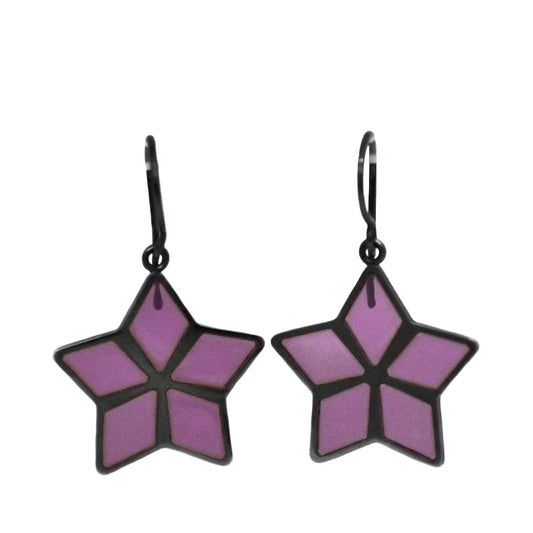 Bottega Veneta Star Earrings Purple Black Ec20023 Excellent Condition