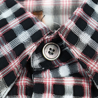 DIOR Homme 293c516a5571 100% Cotton Logo Button Plaid Long Sleeve Shirt Pink