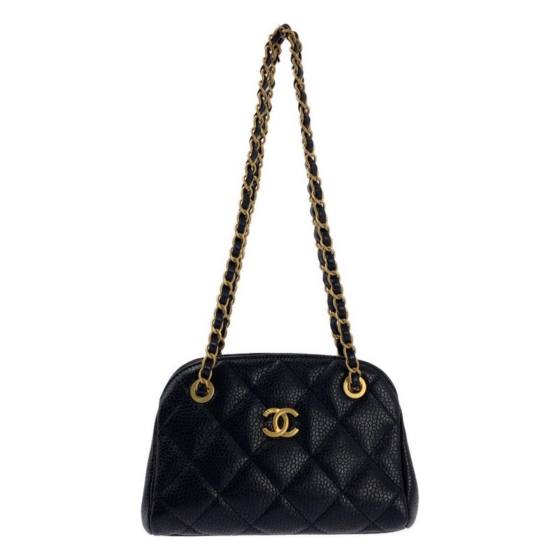 Chanel - Small Bowling Bag Caviar Skin Grained Calf Small Bow Ring Bag - Black
