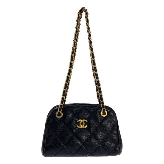 Chanel - Small Bowling Bag Caviar Skin Grained Calf Small Bow Ring Bag - Black