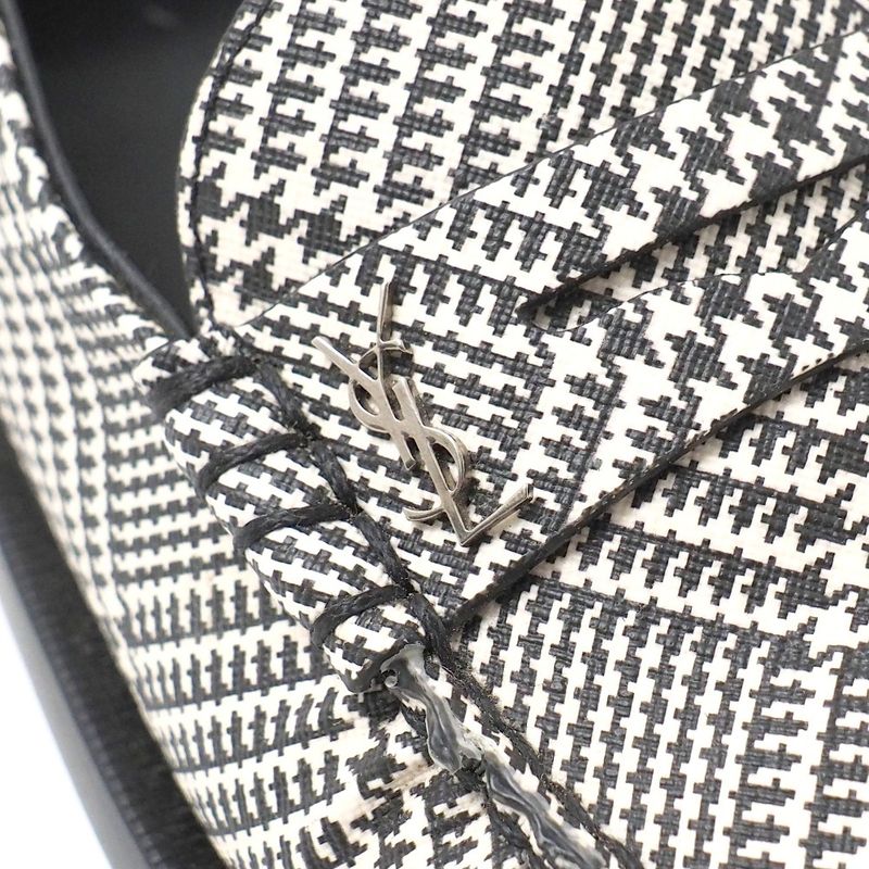 Saint Laurent Paris Loafers Size 40 Staggered Check Logo Smoo Scuff Zipper