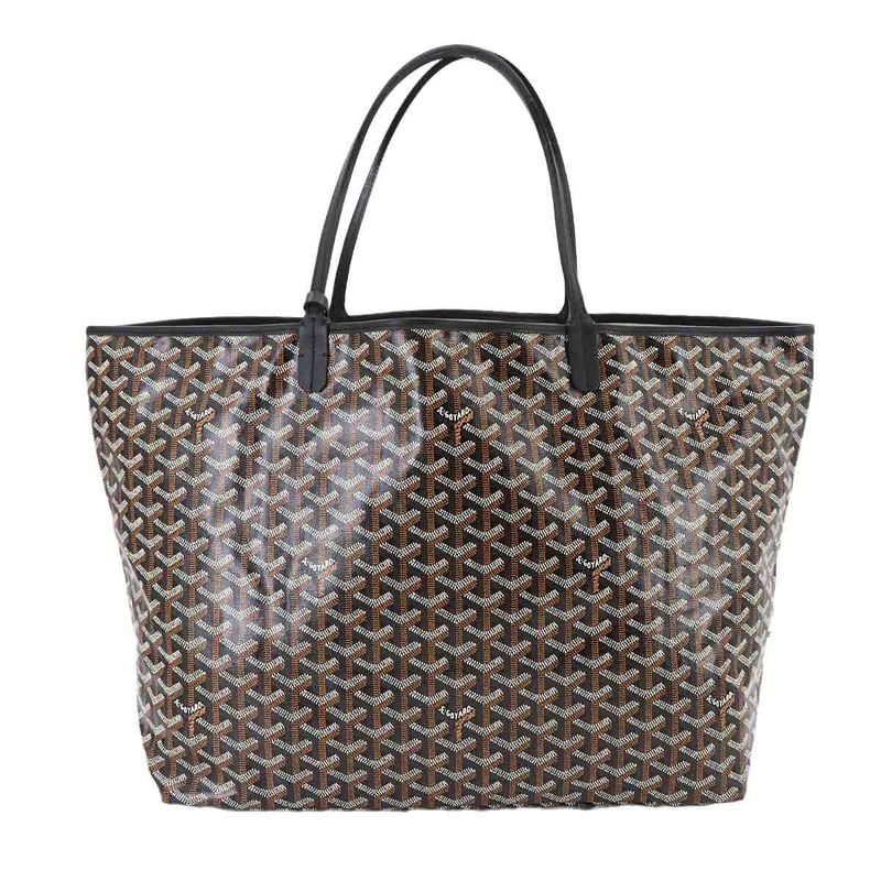 Exhibited Goyard Saint Louis GM Tote Bag Herringbone PVC Leather Black Saint