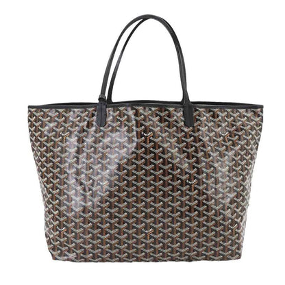 Exhibited Goyard Saint Louis GM Tote Bag Herringbone PVC Leather Black Saint