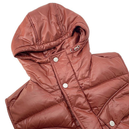 Hermes Down Vest Nylon with Hood 44 Rouge Basque
